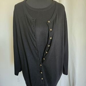 Black Button-Up Cardigan 2pc